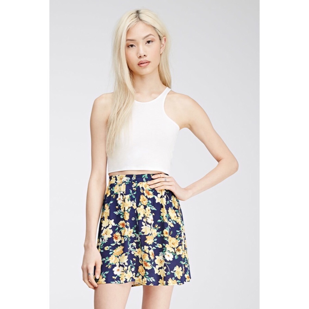 Forever 21 Floral Button Down Skirt
